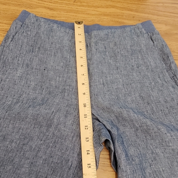J. Jill Love Blue Linen Pull on Cropped Straight Leg Pants Womens Small - Picture 5 of 10
